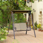 2 Seater Garden Swing Chair Outdoor Canopy Swing W/ Shade | Brown