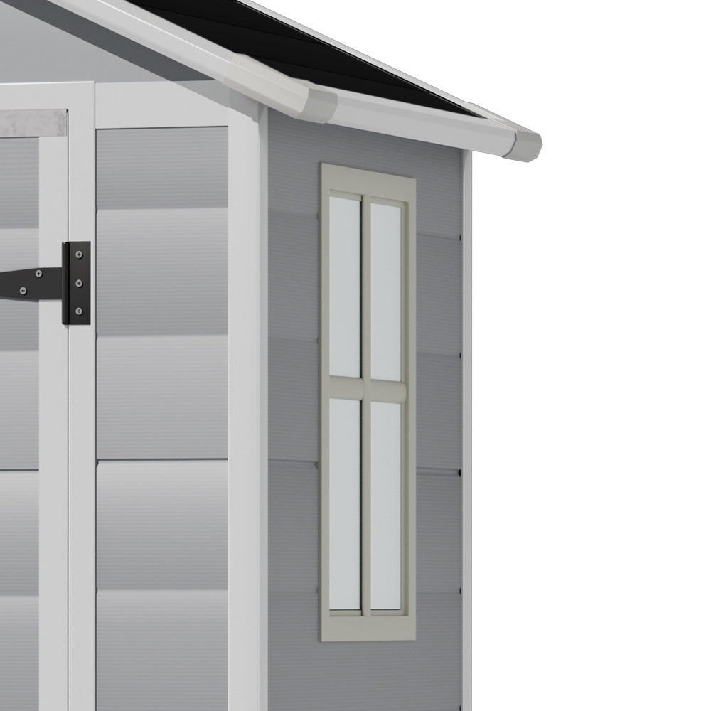 4.4x3.4ft Apex Roof Garden Plastic Storage Shed With Lockable Door