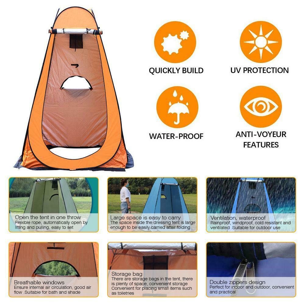 Portable Pop Up Toilet Tent Instant Foldable Camping Privacy Shower Changing Tent | Orange