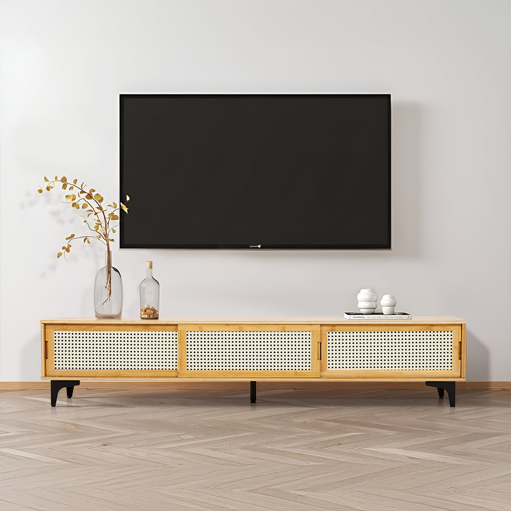 Wooden Tv Sand With Sliding Doors