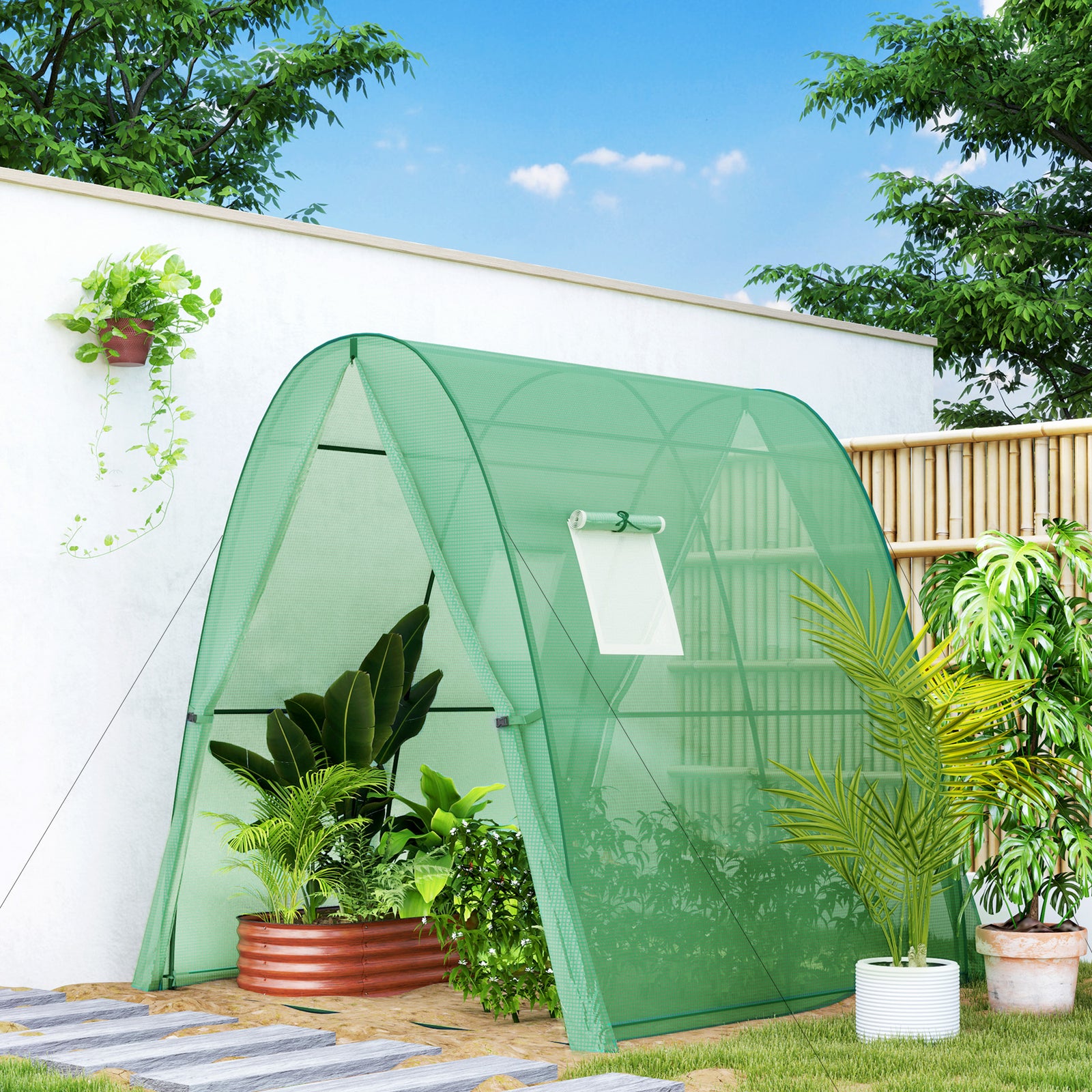 Portable Greenhouse Gardening Plant Hot House With 2 Doors | Green