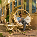 Globo Single Seat Weatherproof Hanging Egg Hammock Chair in Natura