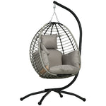 Swing Chair With Metal Stand, Foldable Basket, Cupholder