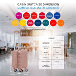 40x20x25cm Cabin Carry-on Suitcase - Lightweight, Durable, 4-wheel Luggage - 100+ Airlines Approved | Cabin | Rose