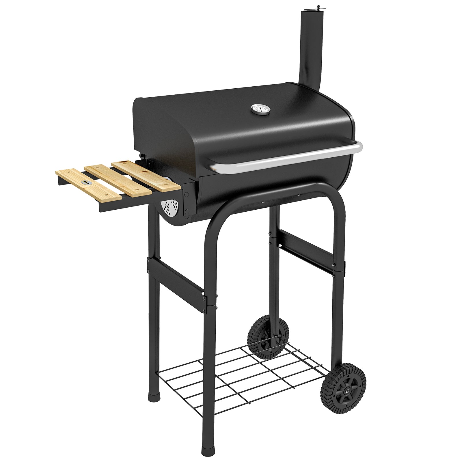 Charcoal Bbq Grill With Shelve, Portable Bbq Trolley Smoker