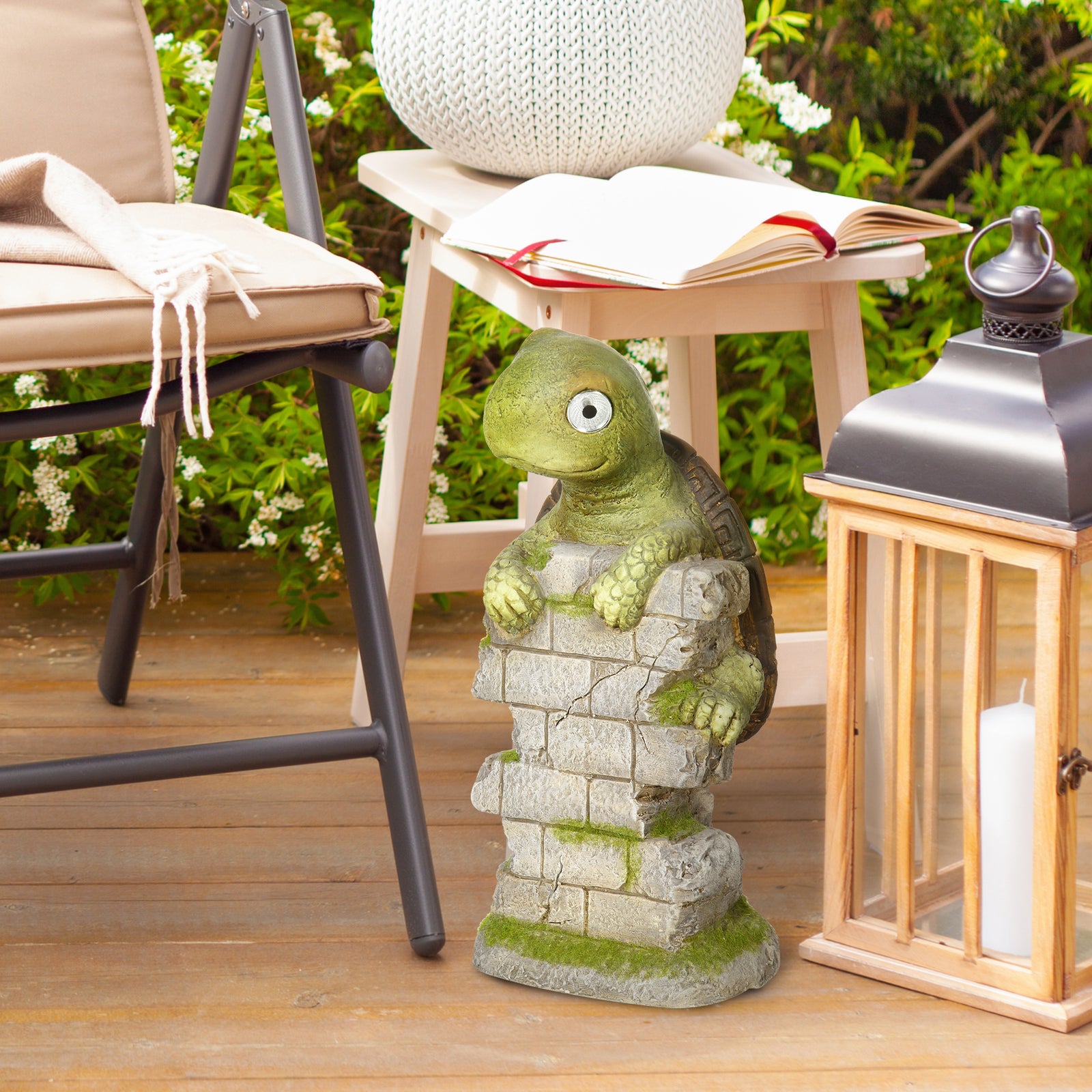 Tortoise Art Sculpture With Solar Light, Outdoor Decor