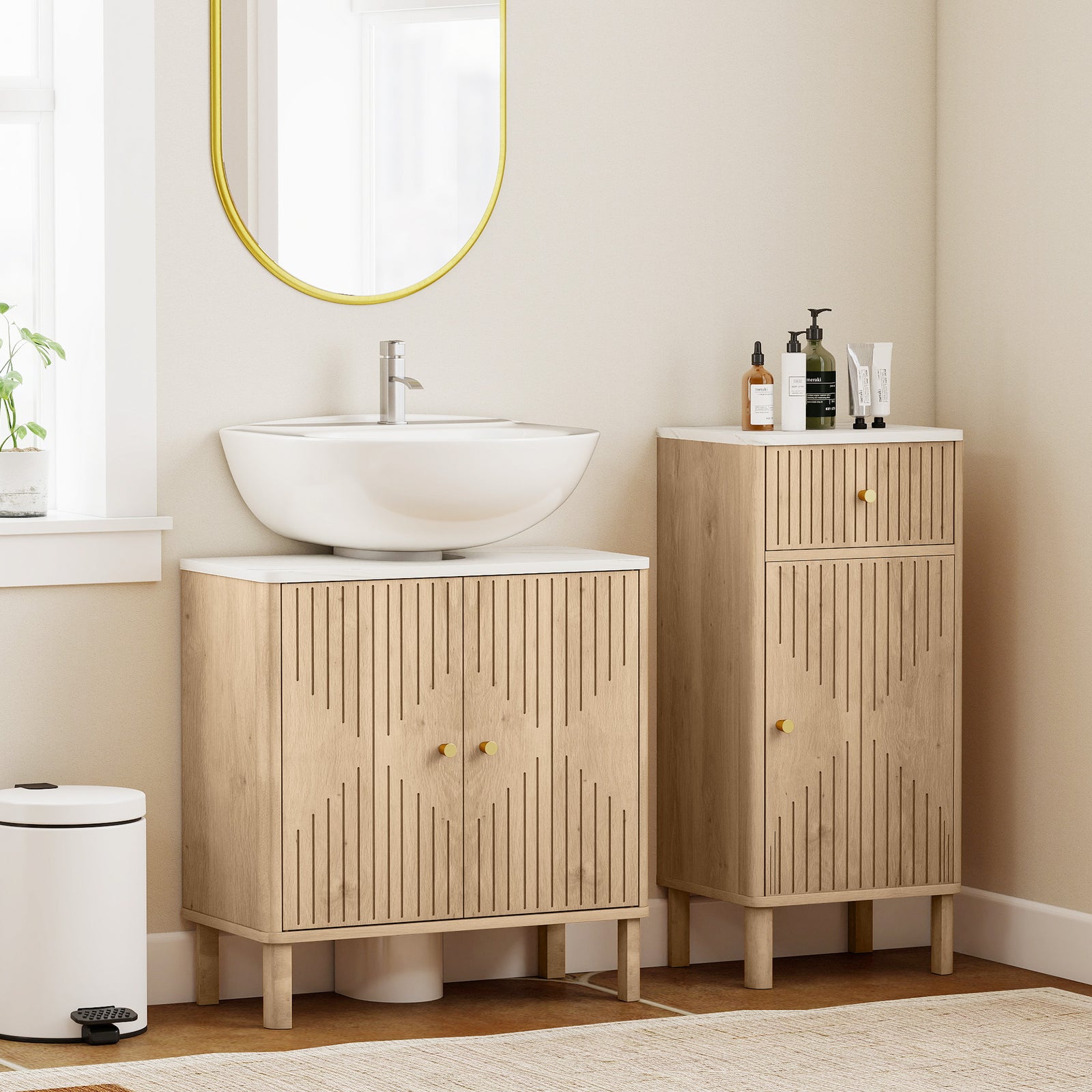 Under Sink Bathroom Cabinet For Basin Without Or With Pedestal, Oak