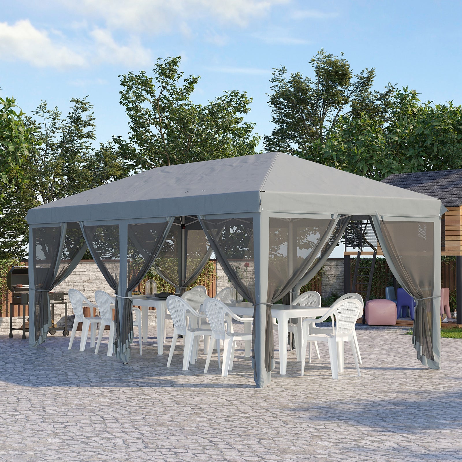 6 X 3m Pop Up Party Tent Canopy With 6 Removable Sidewalls
