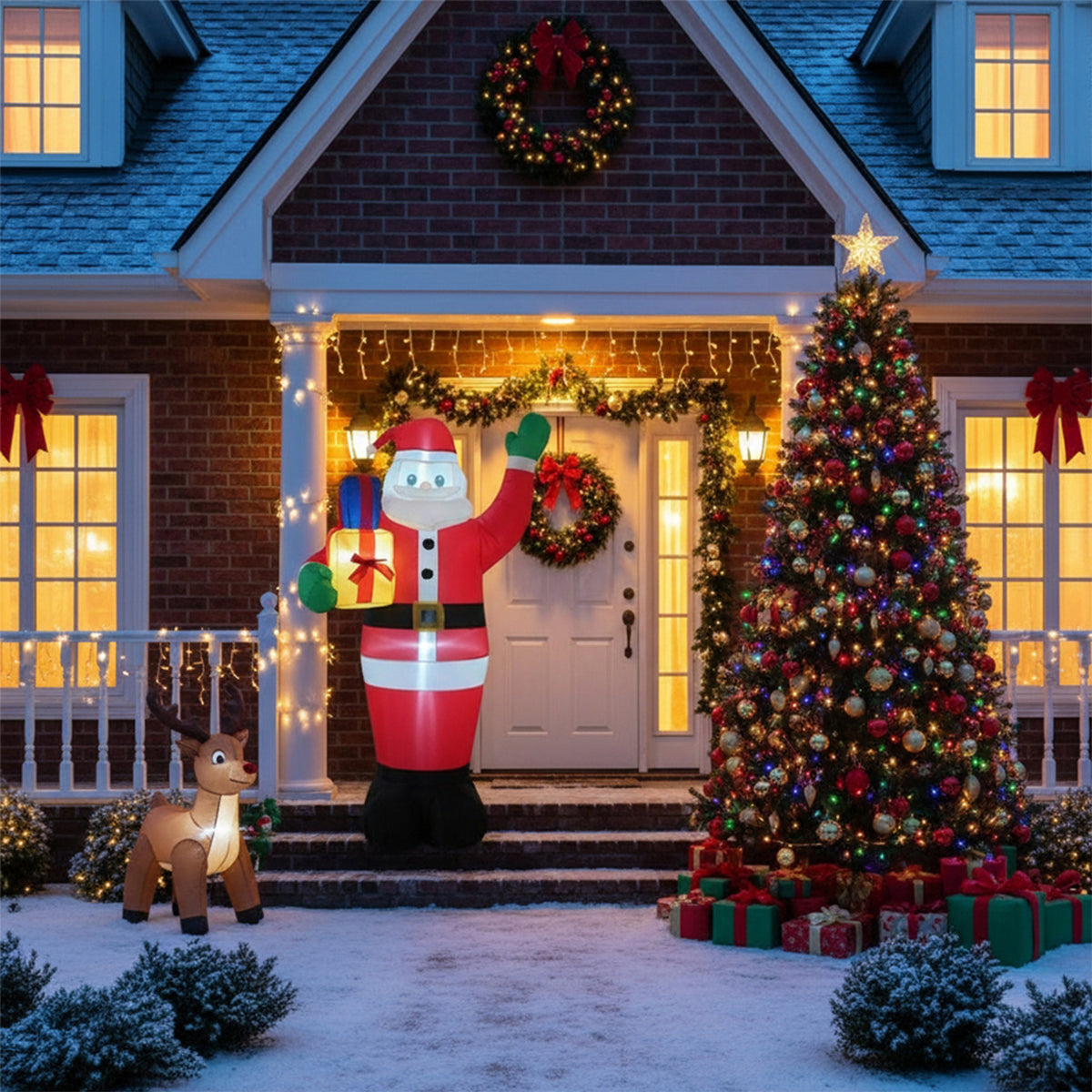 Breeins 180cm/6ft Blow Up Christmas Santa Claus Inflatable Decoration With Led Lights