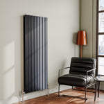 Living and Home Steel Smoke Grey Vertical Tall Radiator With Double Panel