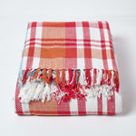Tartan 100% Cotton Falun Throw With Tassels | 225cm x 255cm | Red