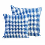 Houndstooth Cotton Cushion Cover | 60cm x 60cm | Blue
