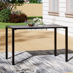 Living and Home 120cm Rectangular Outdoor Dining Table With Parasol Hole Grey