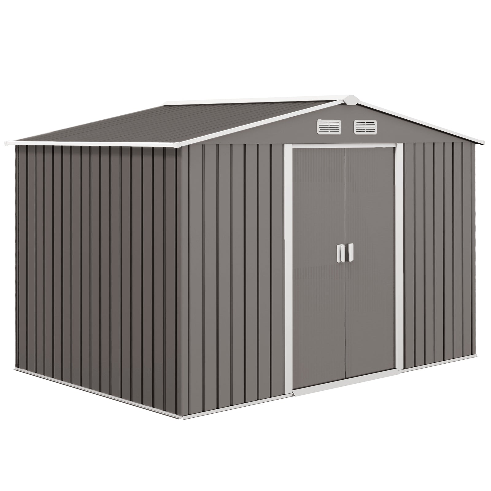 Garden Shed Storage Unit With Locking Door Floor Foundation | Medium | Gray
