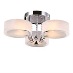 Modern Round Acrylic Led Semi Flush Mount With Crystal Accent