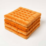 Quilted Velvet Chair Pad, 40 X 40 Cm | Set-of-4 | Orange
