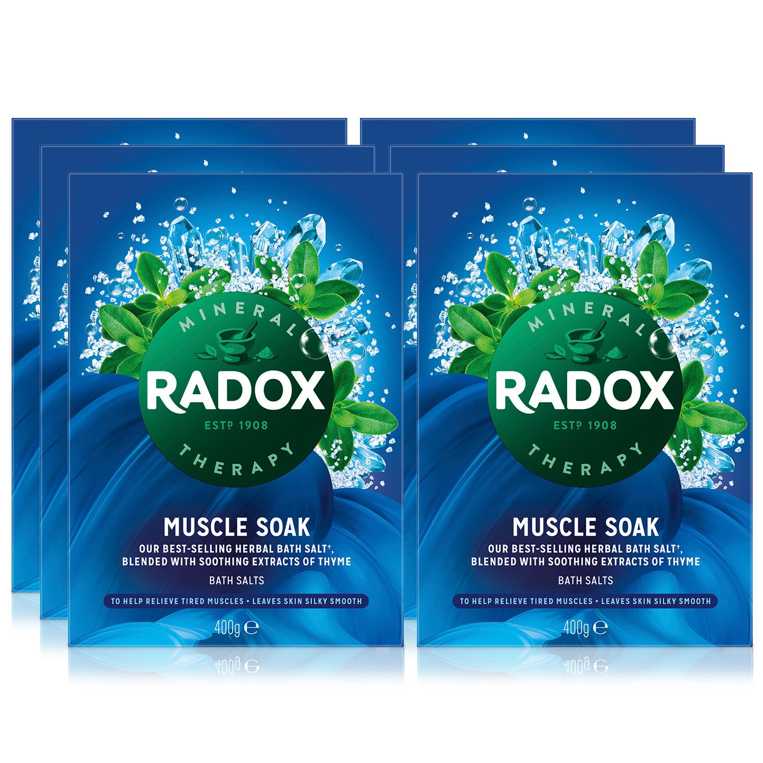 Mineral Therapy Muscle Soak Herbal Bath Salt, 400g, 6 Pack | 6 | Blue