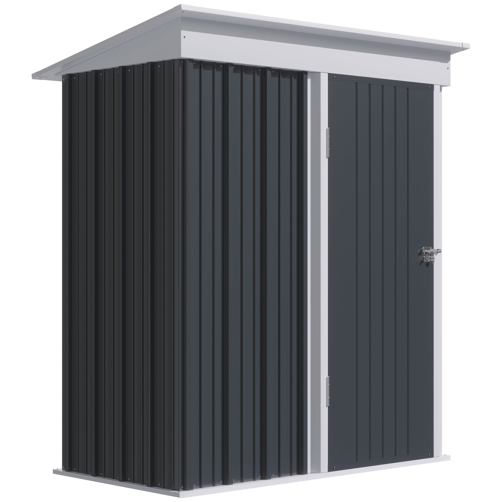Steel Garden Shed, Small Lean-to Shed For Bike Tool, 5x3 Ft | Dark Gray