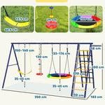6 In 1 Kids Swing Set With 3 Swings, Basketball Hoop, Climbing Ladder & Net
