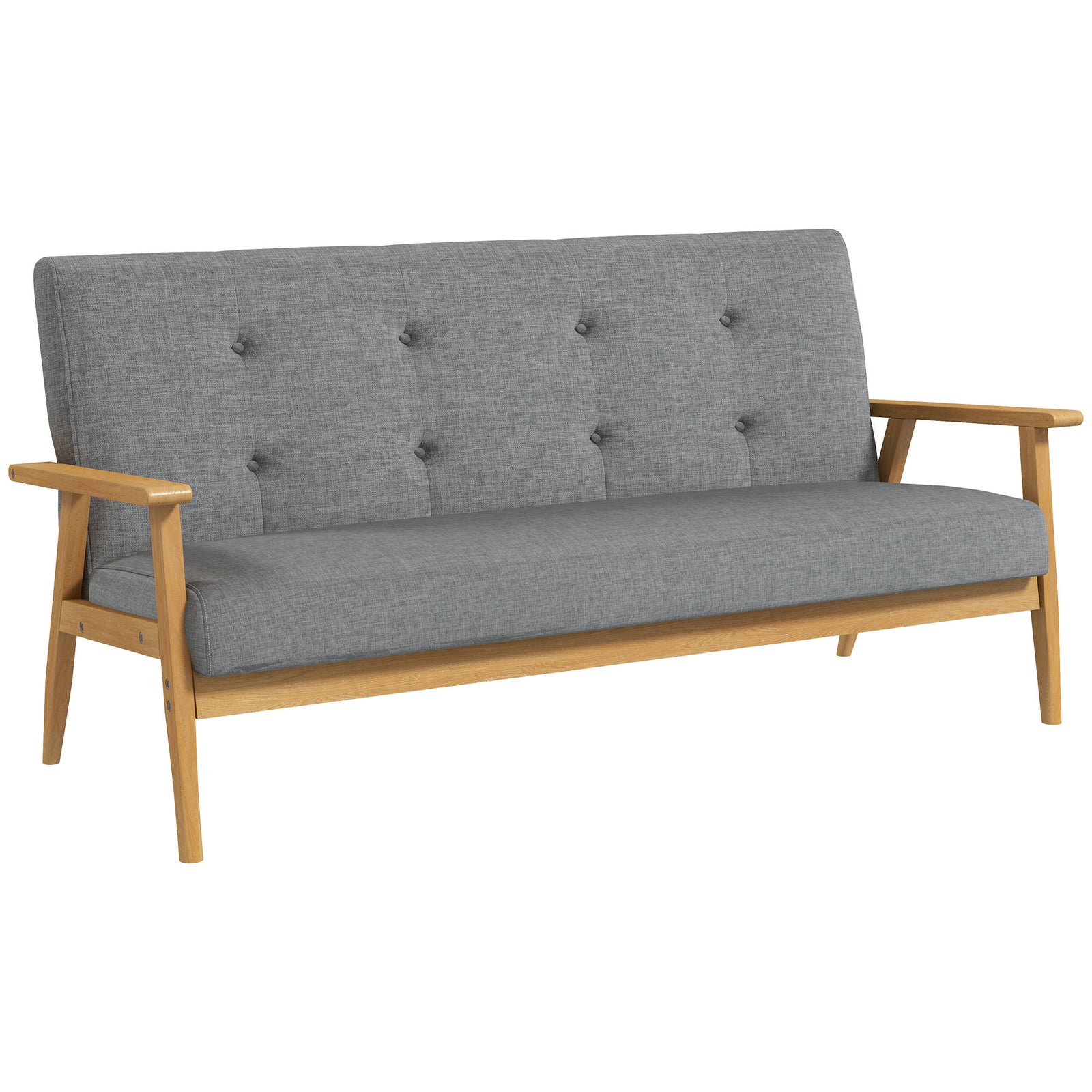 Modern 3 Seater Sofa Upholstery Couch With Rubber Wood Legs
