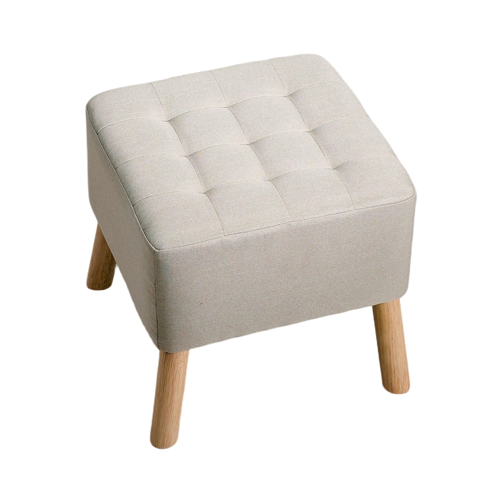 Linen Upholstered Footstool | Light Grey