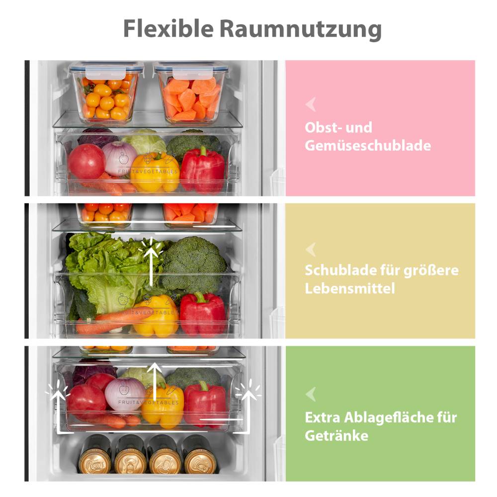 174l Freestanding Black Fridge Freezer– 115l Fresh Food & 59l Freezer, Low-frost, Reversible Door, Led Light