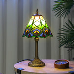 HOMCOM Handcrafted Stained Glass Bedside Lamp, Tiffany Style Table Lamp