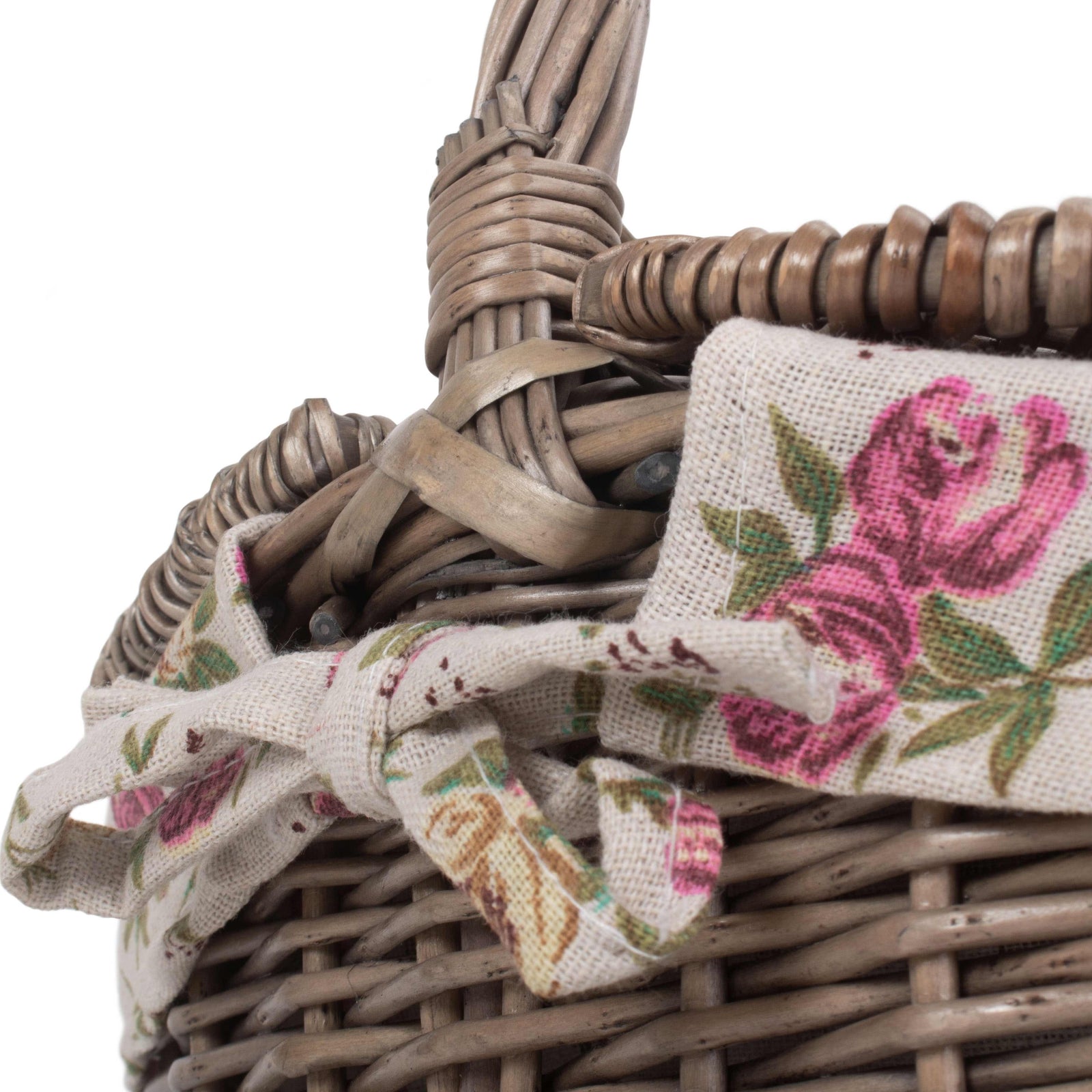 Wicker Small Antique Wash Double Lidded Oval Picnic Basket | Pink