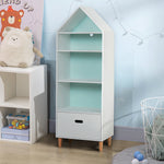 142x50cm Child's Rocket Bookshelf W/ 3 Shelves Drawer Wood Legs White