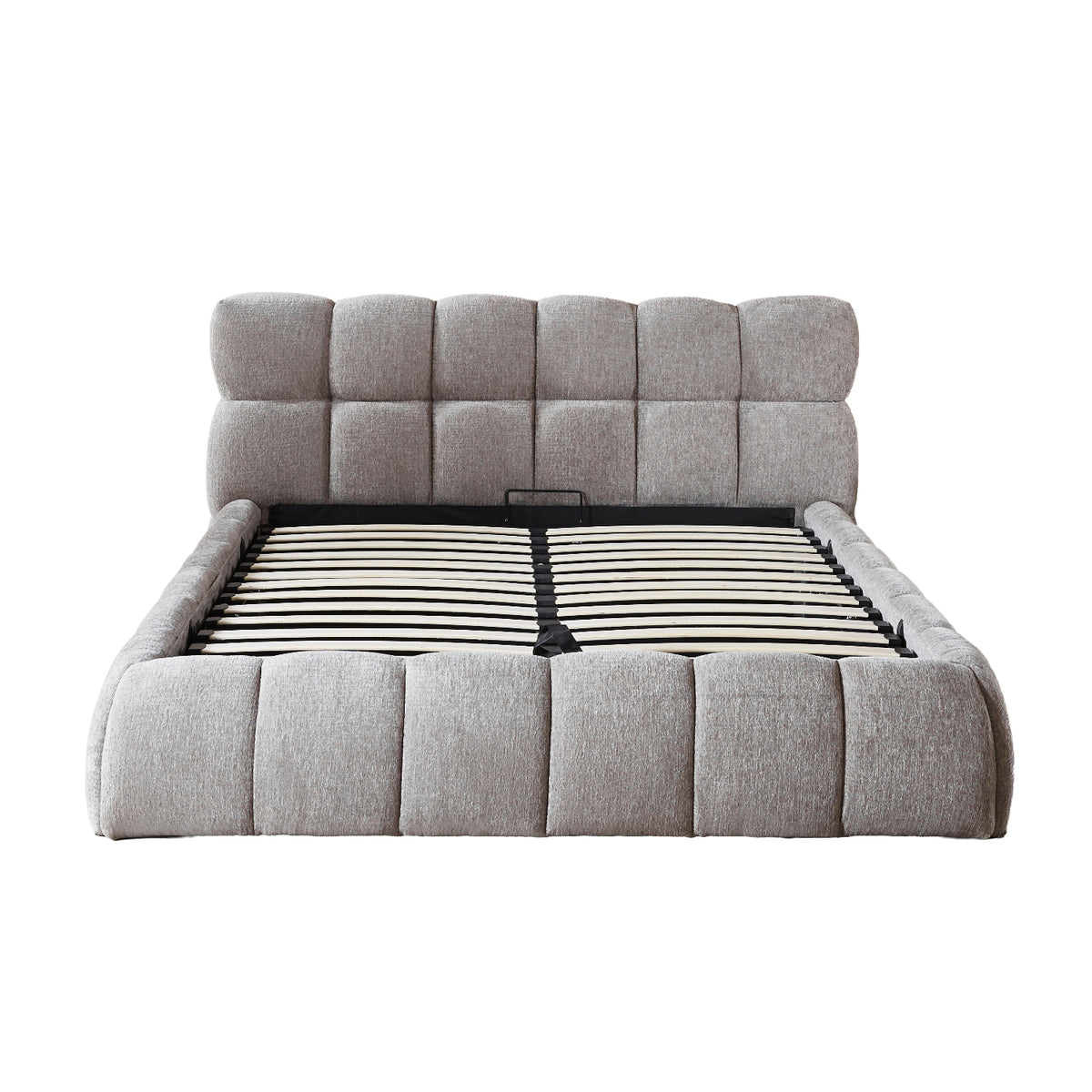 The Maya Upholstered Soft Plush Ottoman Bed Frame | King | Grey