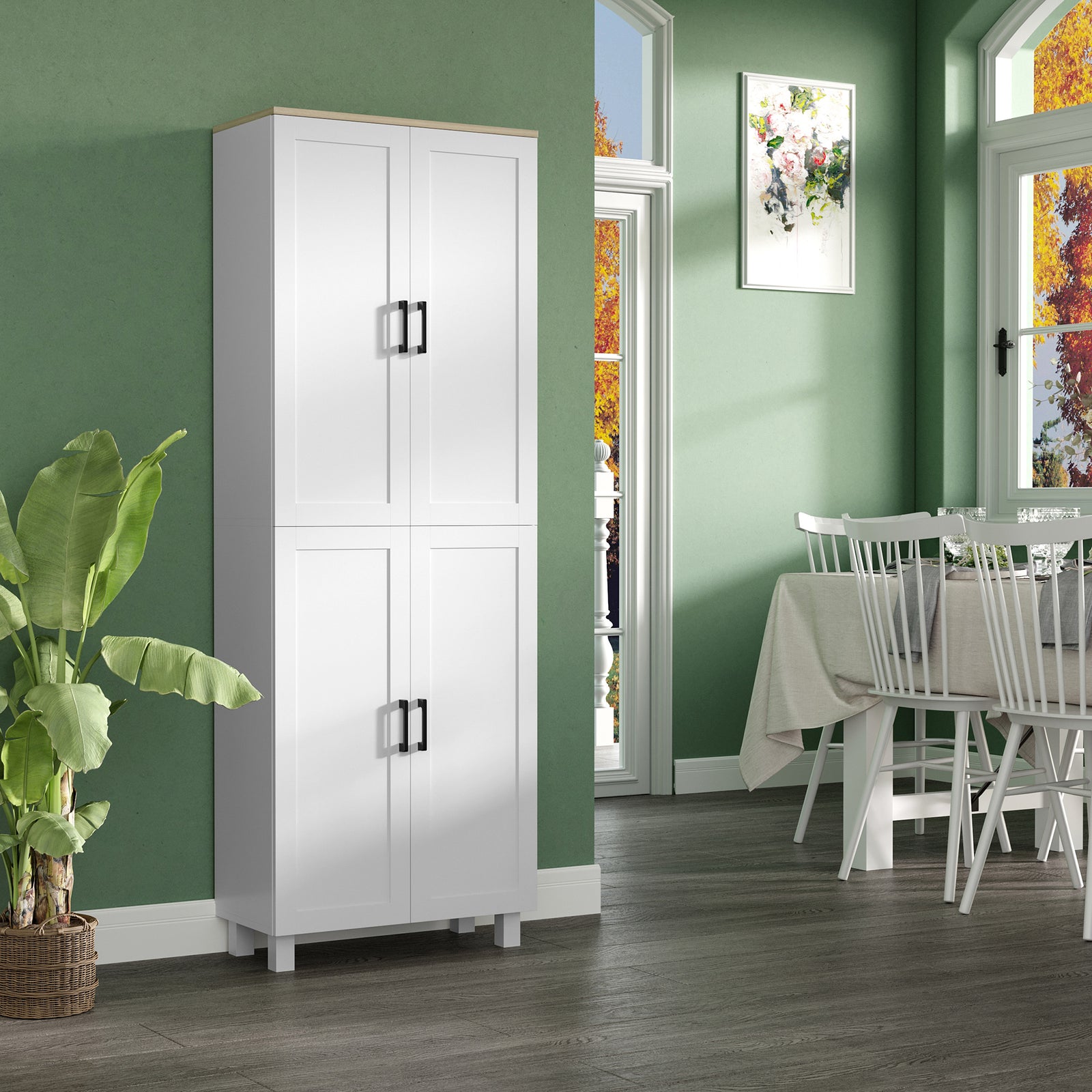 170cm Freestanding Kitchen Cupboard 4 Door Storage Cabinet