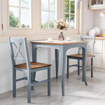 Wood Dining Chairs Set Of 2 W/ Cross Back | Gray