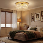HOMCOM Crystal Ceiling Light With 225 Crystal Pendants, Gold Tone