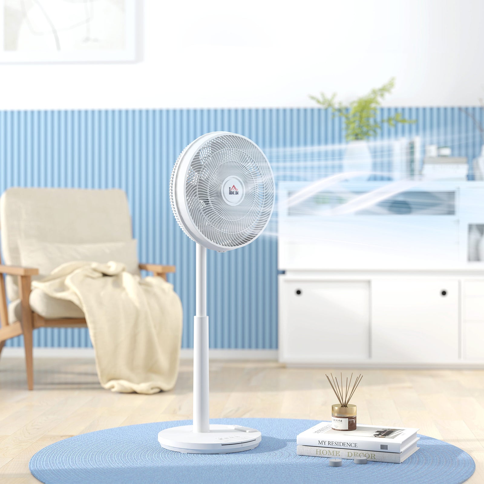 Pedestal Fan With Oscillating, Tilt, Adjustable Height Timer | One Size | White