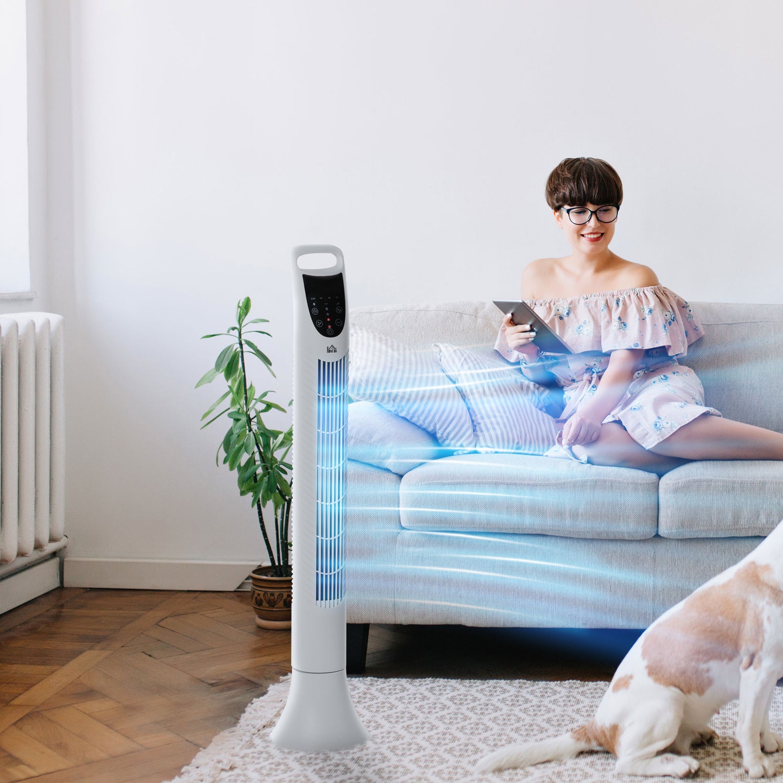 Led 36 Inch Tower Fan 70° Oscillation 3 Speed Remote | One Size | White