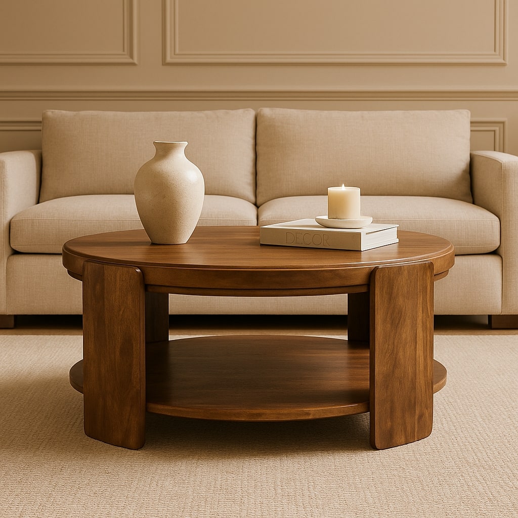 Solid Wood Savoy Leather Coffee Table