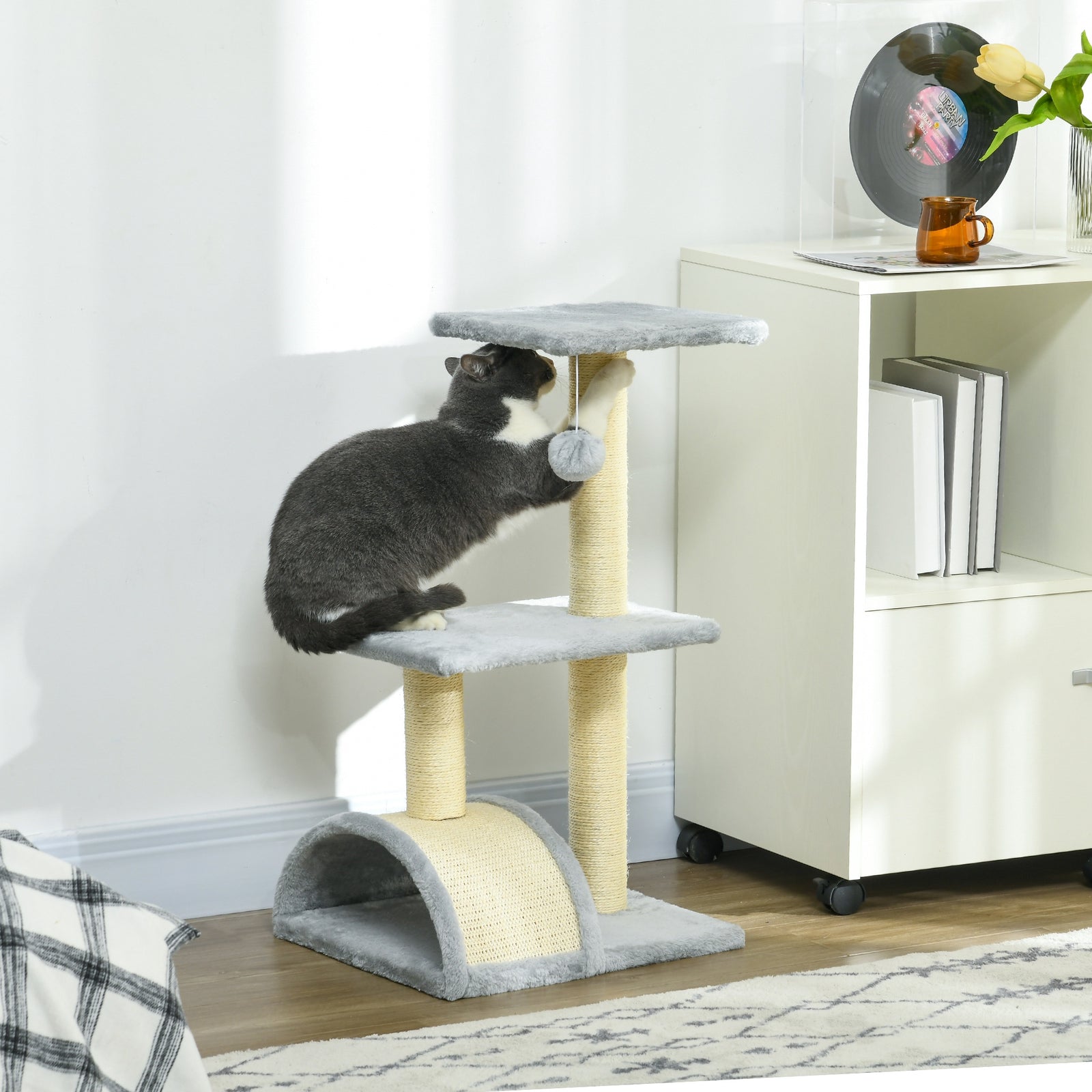 72cm Cat Tree Climbing Tower With Sisal Scratching Post | Gray