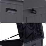 430L Large Garden Storage Box – Wooden Style Outdoor Storage Box, Waterproof, Durable & Easy to Assemble (No Wheels) | Grey