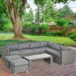 6 Pcs Pe Rattan Corner Sofa Set W/ Cushions