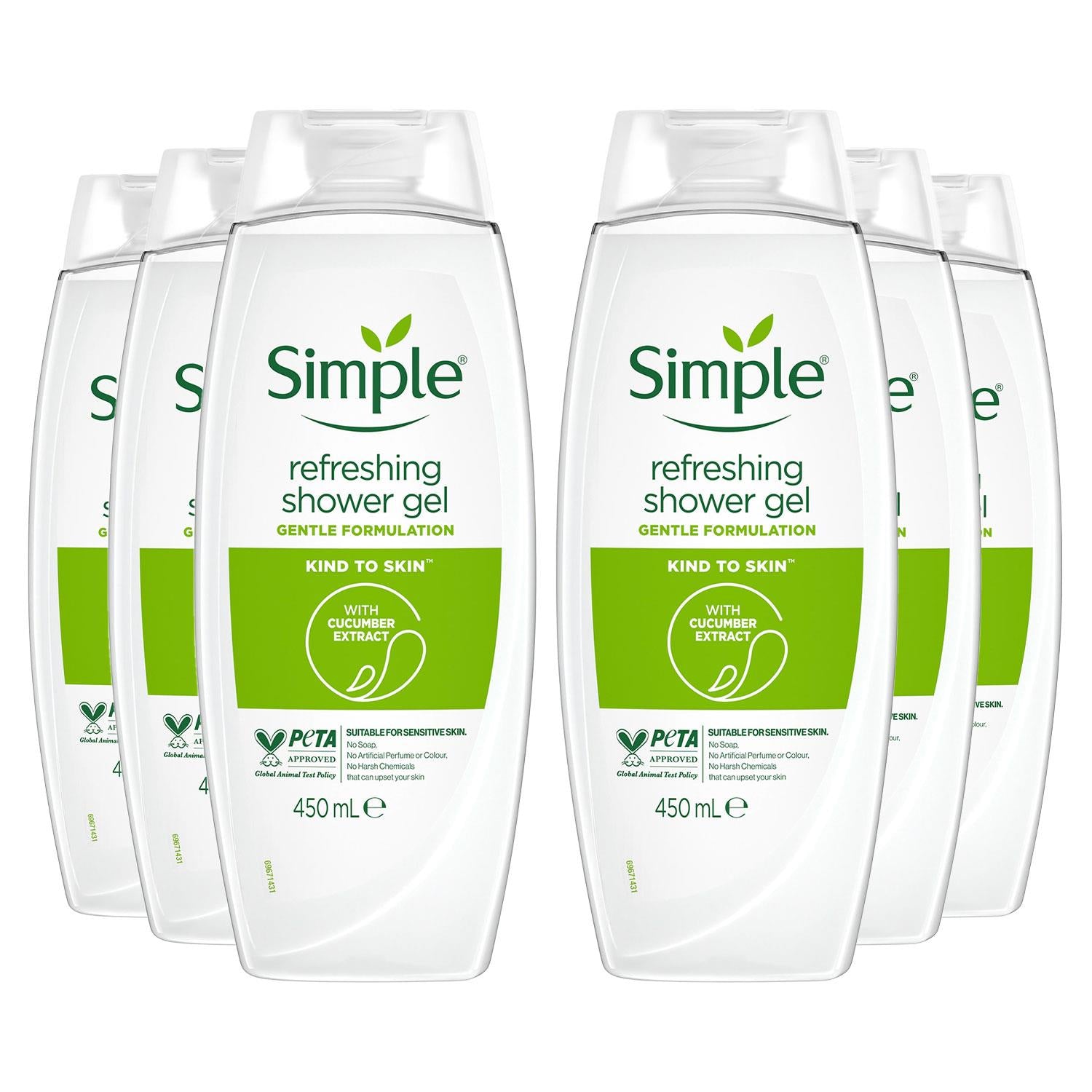 Kind To Skin Refreshing Shower Gel With Gentle Formulation 450ml, 6 Pack | Set-of-6