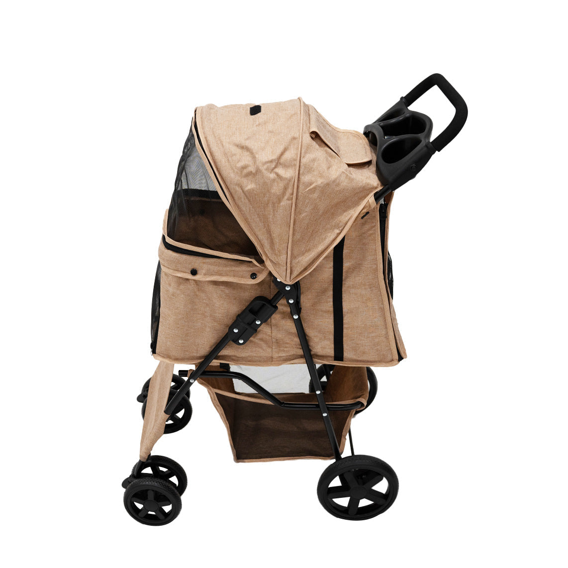 Pet Stroller With Rain Cover & Caddy Bag | Beige