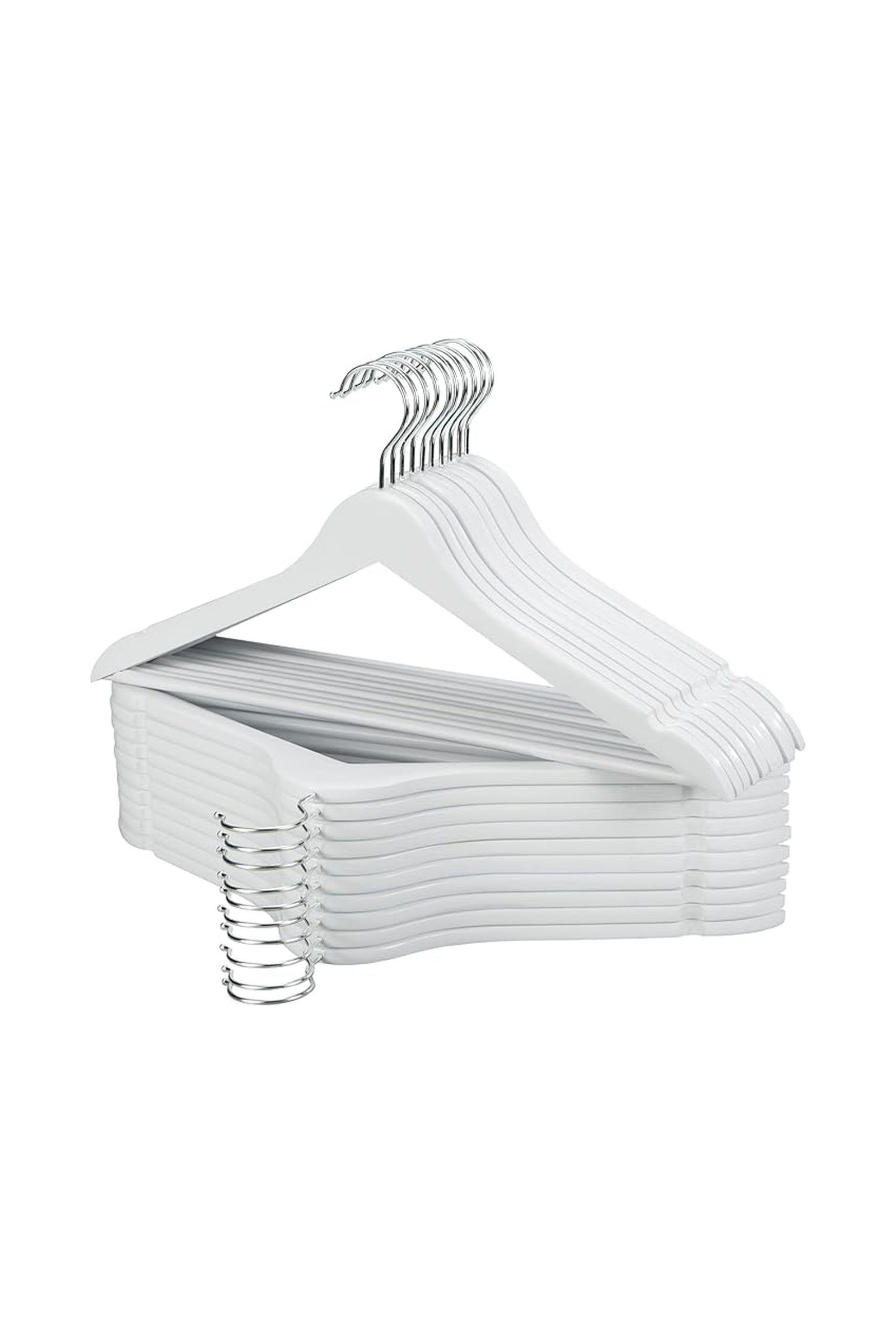 20 Pack Wooden Clothes Hangers With Non Slip Bar | White