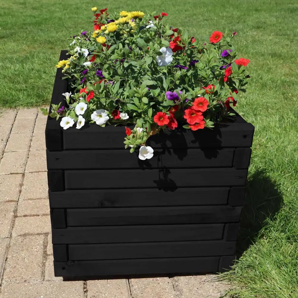 Pine Wooden Trough Planter With Feet | 200cm x 42cm x 38cm | Matte Black