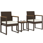 3-piece Rattan Bistro Set With Acacia Wood Table | White