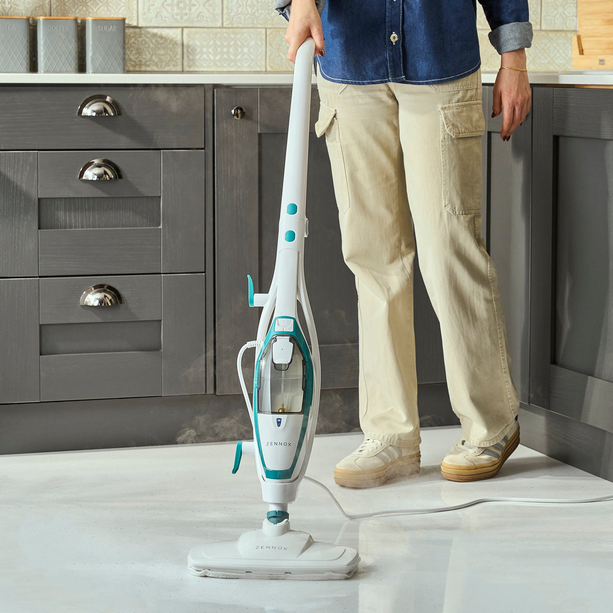Multifunctional Steam Mop With Cleaning Pads | 9 Cleaning Pads | White