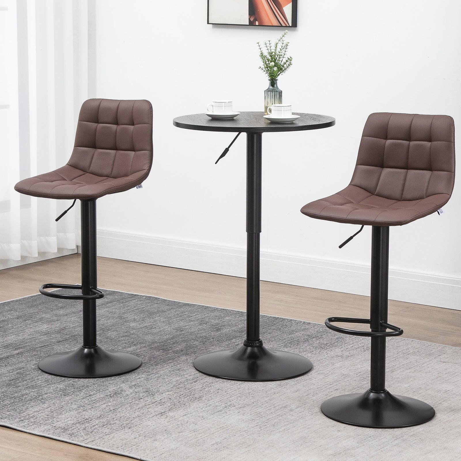 Adjustable Counter Barstools With Footrest | Brown