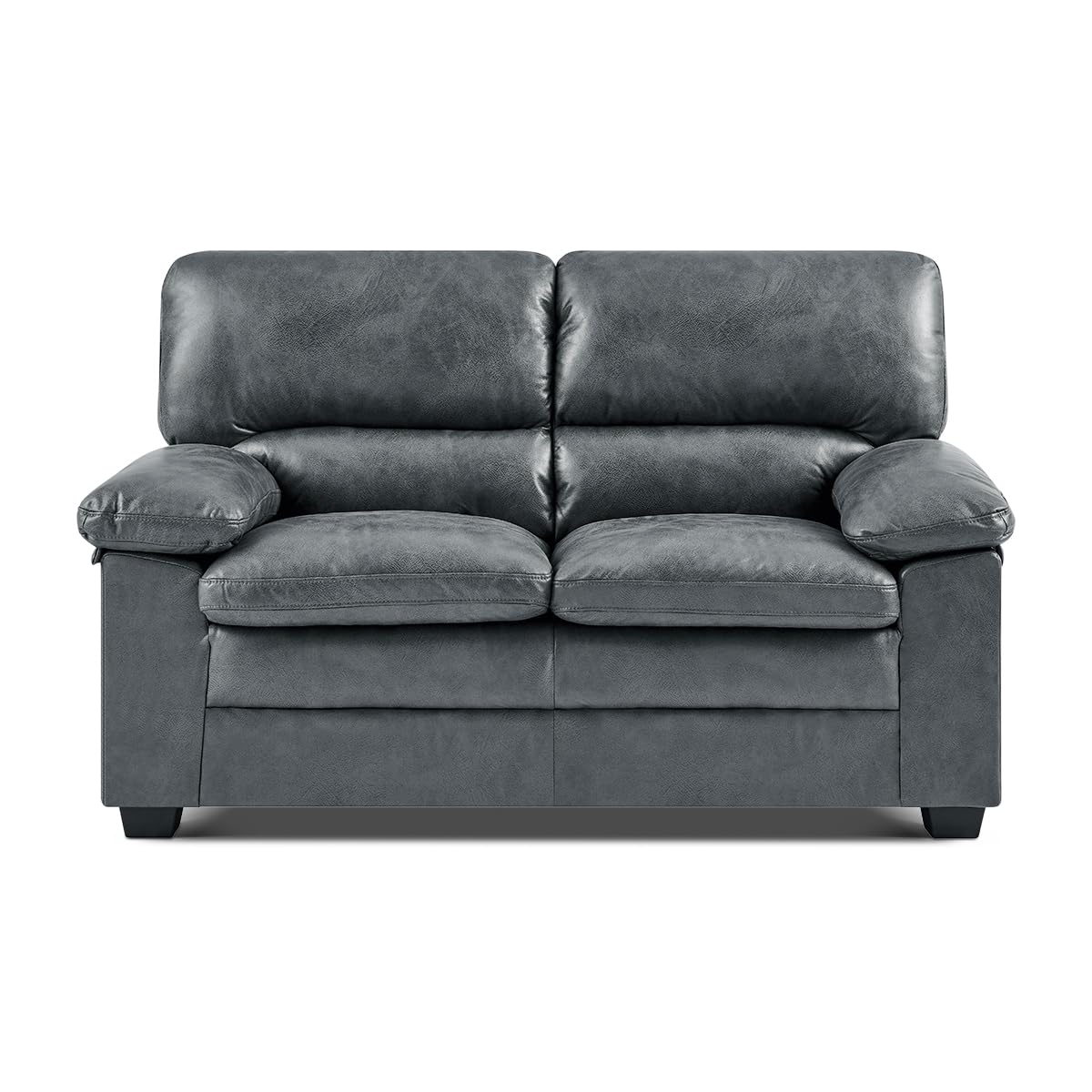 Oxford Faux Leather Sofa 2 Seater | Dark Grey