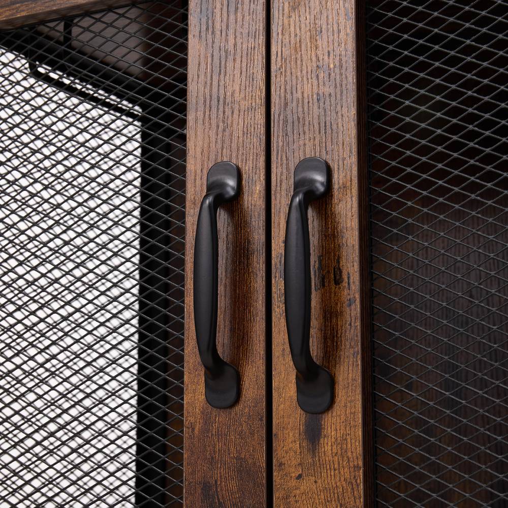 Wooden Wine Bar Cabinet With Wine Rack And Stemware Holders