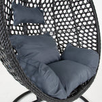 Luxurious Onyx Black Hanging Swing Pod Egg Chair With Deep Grey Cushions | 56 - 121cm | Charcoal Gray