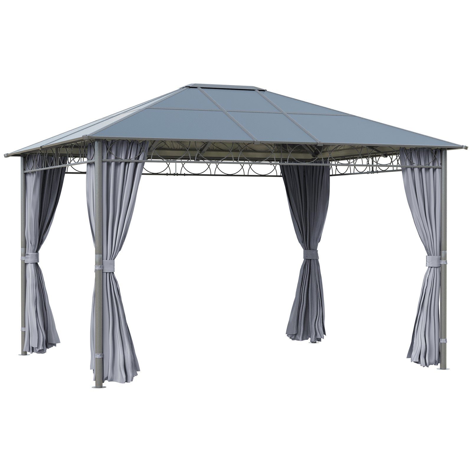 Hardtop Gazebo For Garden Party W/ Polycarbonate Curtains | Medium
